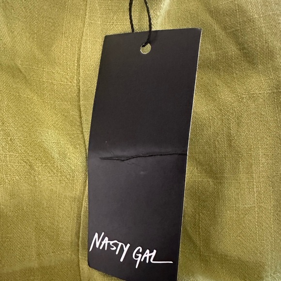 Nasty Gal Lime Green Linen Split Hem Pelmet Skirt - Picture 10 of 11